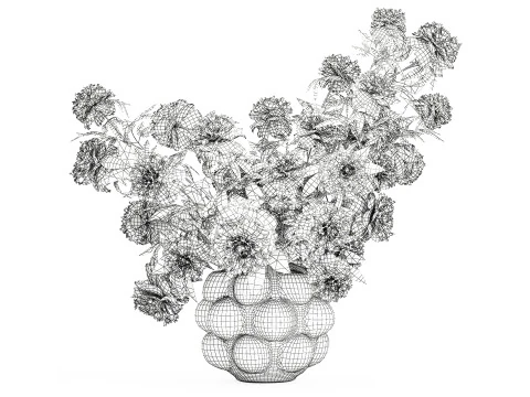 Lindo buqu&ecirc; formal exuberante pe&ocirc;nia de flores brancas Modelo 3D