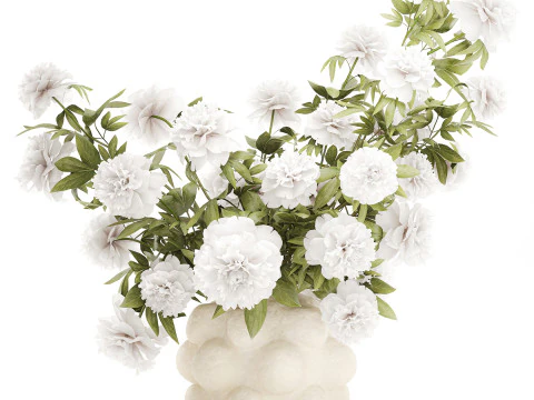 Lindo buqu&ecirc; formal exuberante pe&ocirc;nia de flores brancas Modelo 3D