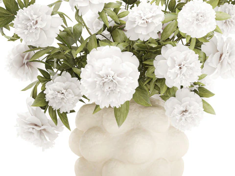 Lindo buqu&ecirc; formal exuberante pe&ocirc;nia de flores brancas Modelo 3D