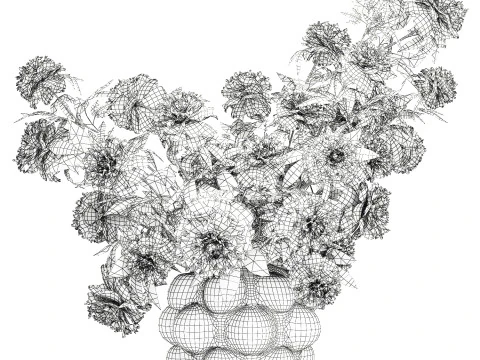 Lindo buqu&ecirc; formal exuberante pe&ocirc;nia de flores brancas Modelo 3D