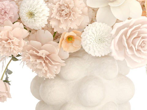 Beautiful bouquet white roses peony poppy flowers decor 3D Model