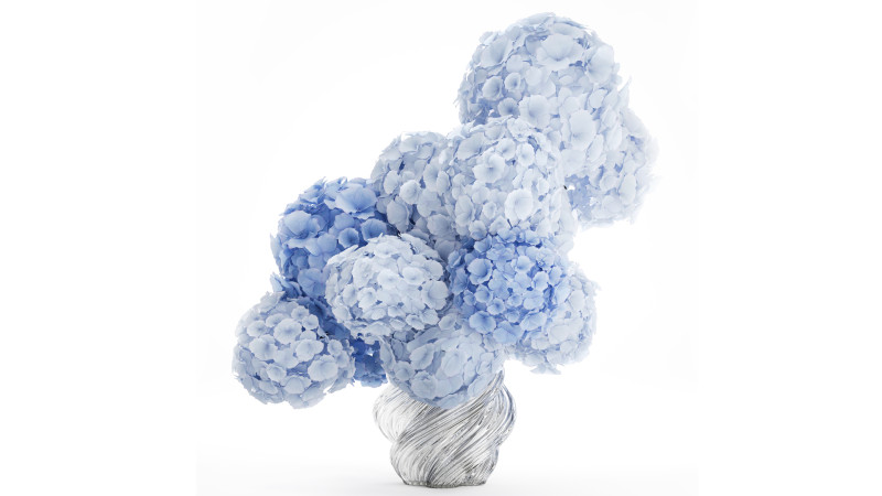 Офіційний букет квітів скляна ваза синій гортензії декор 3D Модель .c4d .max .obj .3ds .fbx .stl .blend