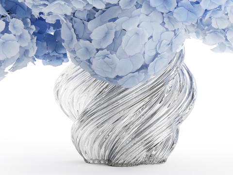 Офіційний букет квітів скляна ваза синій гортензії декор 3D Модель