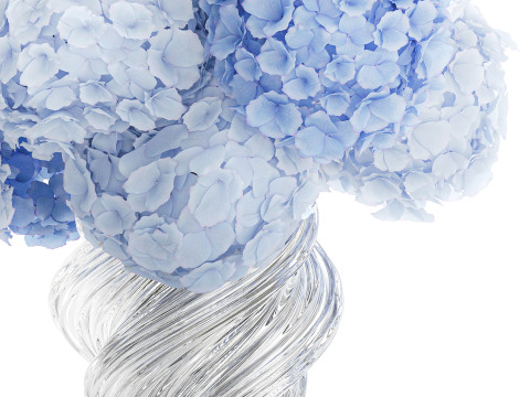 Офіційний букет квітів скляна ваза синій гортензії декор 3D Модель