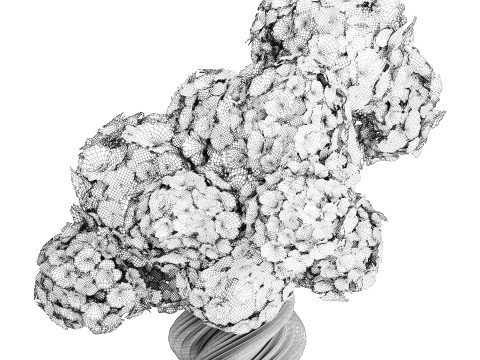 Офіційний букет квітів скляна ваза синій гортензії декор 3D Модель