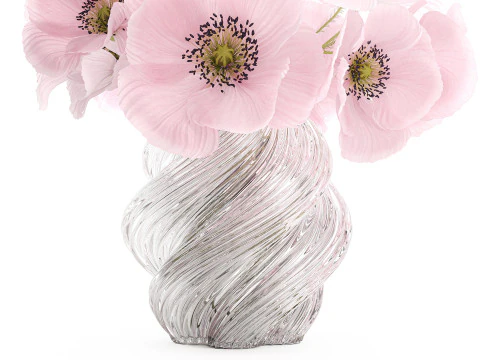 Realistic flower bouquet pink Icelandic poppy vase decor 3D Model