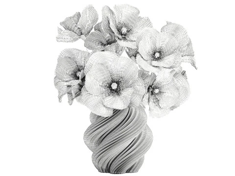 Realistic flower bouquet pink Icelandic poppy vase decor 3D Model