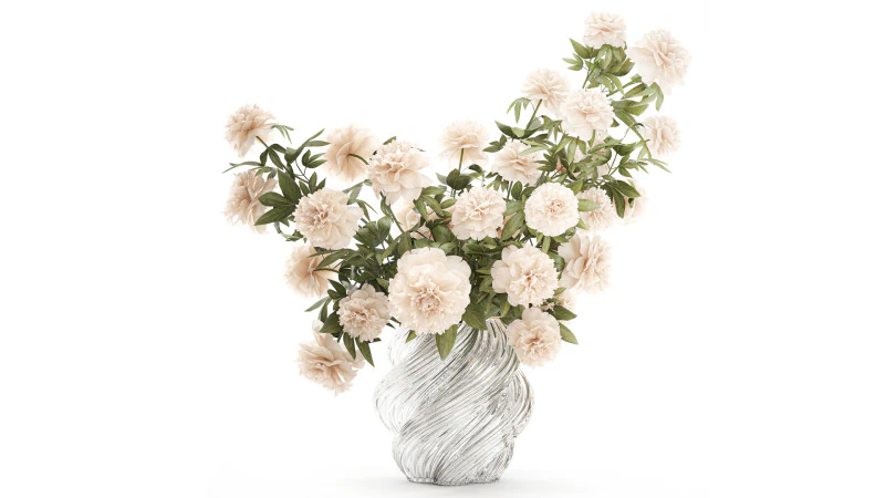 Delicato bouquet formale in vaso di vetro con decorazioni di fiori di peonia Modello 3D .c4d .max .obj .3ds .fbx .stl .blend 