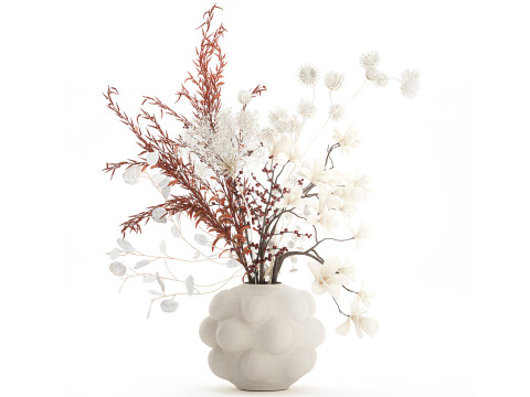 Bouquet Branches S&eacute;ch&eacute;es Ilex Lunaria &Eacute;pine De Magnolia Modèle 3D