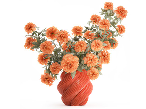 Dekorasi vas bunga peony buket formal yang indah Model 3D