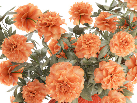 Bellissimo lussureggiante bouquet formale di fiori di peonia, decorazione in vaso Modello 3D