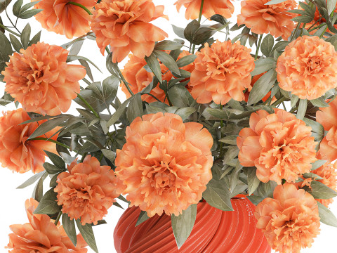 Bellissimo lussureggiante bouquet formale di fiori di peonia, decorazione in vaso Modello 3D