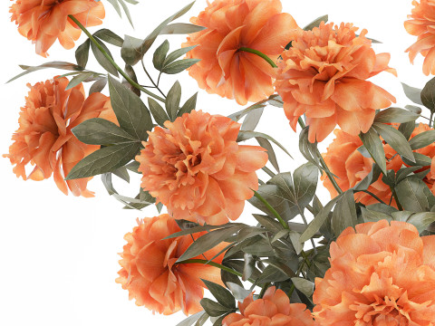 Bellissimo lussureggiante bouquet formale di fiori di peonia, decorazione in vaso Modello 3D