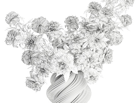 Bellissimo lussureggiante bouquet formale di fiori di peonia, decorazione in vaso Modello 3D