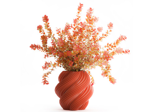 Buket Realistis Bunga Musim Gugur Cabang Barberry Model 3D