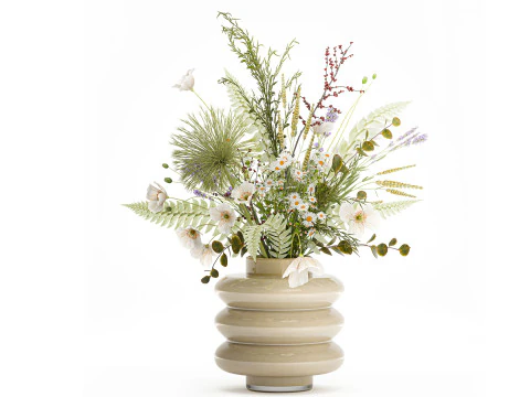 Piękny bukiet kwiat&oacute;w maku wazon stokrotka Model 3D