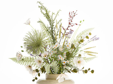Beautiful Bouquet Wildflowers Poppy Daisy Vase 3D Model