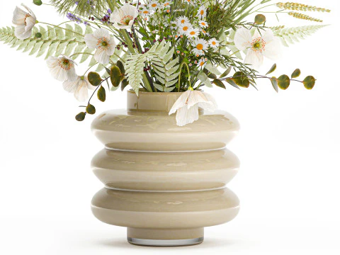 Beautiful Bouquet Wildflowers Poppy Daisy Vase 3D Model