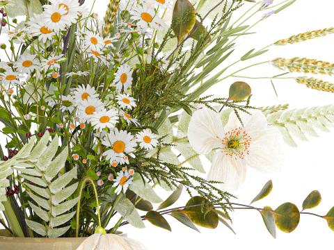 Beautiful Bouquet Wildflowers Poppy Daisy Vase 3D Model
