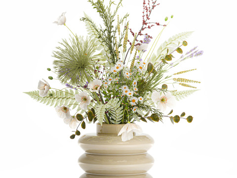 Mooi boeket wilde bloemen Poppy Daisy vaas 3D Model