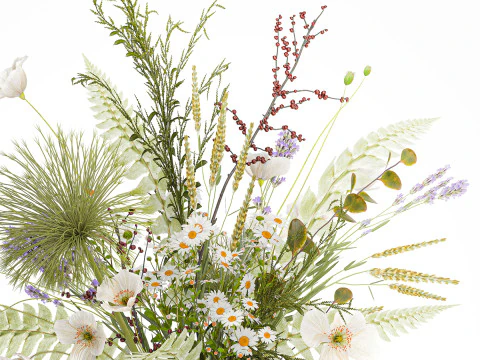 Beautiful Bouquet Wildflowers Poppy Daisy Vase 3D Model