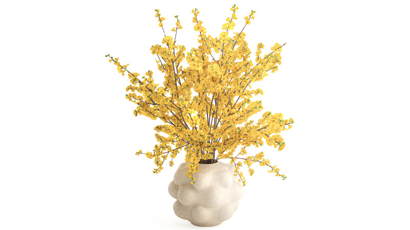 Ramo de flores amarillas, ramas de forsythia, decoración de jarrón Modelo 3D .c4d .max .obj .3ds .fbx .stl .blend