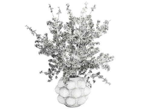 Bouquet fiori gialli forsizia rami decorazione vaso Modello 3D