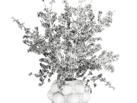 Bouquet fiori gialli forsizia rami decorazione vaso Modello 3D
