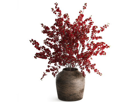 Buquê formal de ramos de flor de cerejeira vermelha decoração de vaso de sakura Modelo 3D