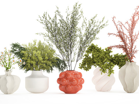 Collection bouquets de branches de fleurs de cerisier d&eacute;cor de vase sakura Modèle 3D