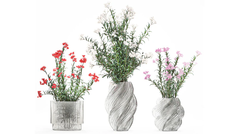 Красиві букети квітів Олеандр Неріум Декор вази 3D Модель .c4d .max .obj .3ds .fbx .stl .blend 