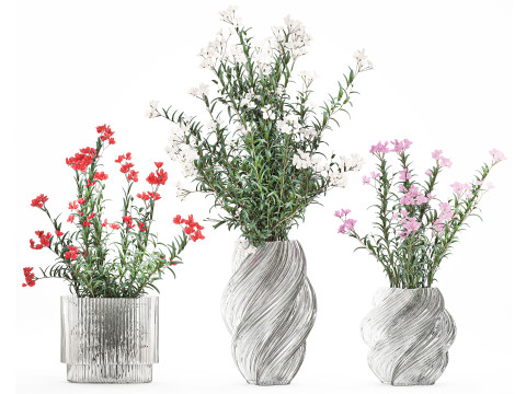 Mooie Boeketten Bloemen Oleander Nerium Vaasdecor 3D Model