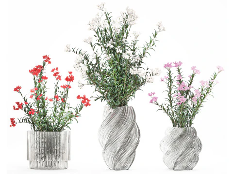 아름다운 꽃다발 꽃 협죽도 Nerium 꽃병 장식 3D 모델