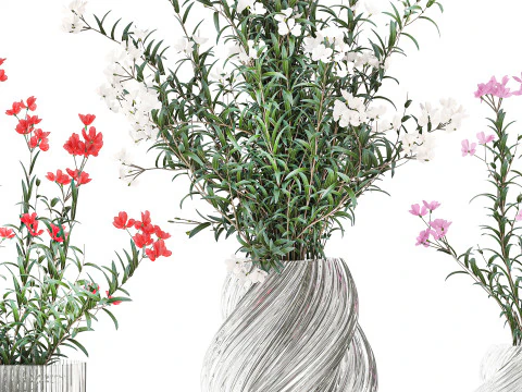 Красиві букети квітів Олеандр Неріум Декор вази 3D Модель