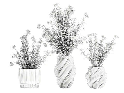 Красиві букети квітів Олеандр Неріум Декор вази 3D Модель