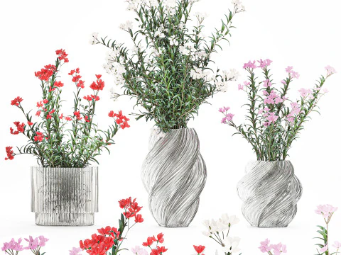 Красиві букети квітів Олеандр Неріум Декор вази 3D Модель