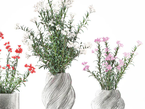 Красиві букети квітів Олеандр Неріум Декор вази 3D Модель