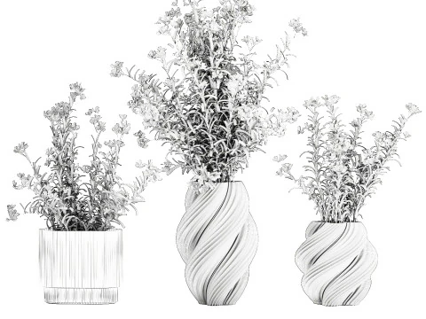 Красиві букети квітів Олеандр Неріум Декор вази 3D Модель