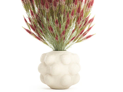Beautiful bouquet of wildflowers Calluna heather vase 3D Model
