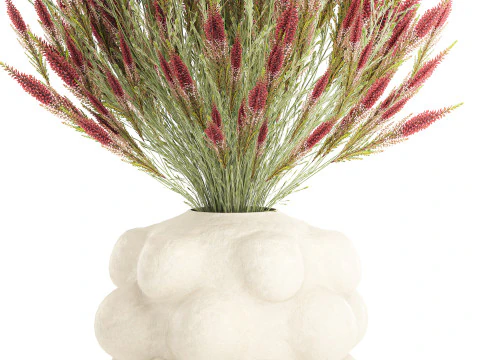 Beautiful bouquet of wildflowers Calluna heather vase 3D Model