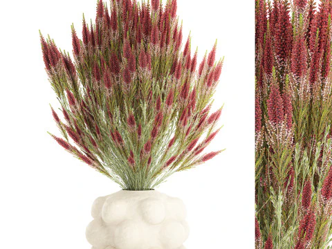 Beautiful bouquet of wildflowers Calluna heather vase 3D Model