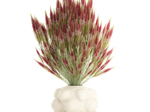 Beautiful bouquet of wildflowers Calluna heather vase 3D Model