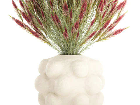 Beautiful bouquet of wildflowers Calluna heather vase 3D Model