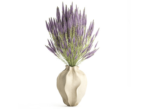 Lindo buqu&ecirc; de flores silvestres decora&ccedil;&atilde;o de vaso de urze Calluna Modelo 3D