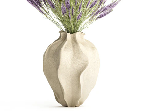 Bellissimo bouquet di fiori di campo Calluna decorazione vaso di erica Modello 3D