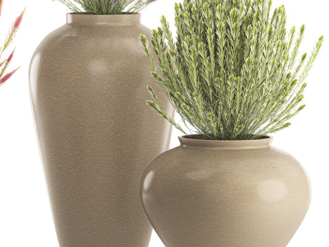 जंगली फूलों के गुलदस्ते कैलुना लैवेंडर संग्रह बर्तन फूलदान सेट 3D मॉडल