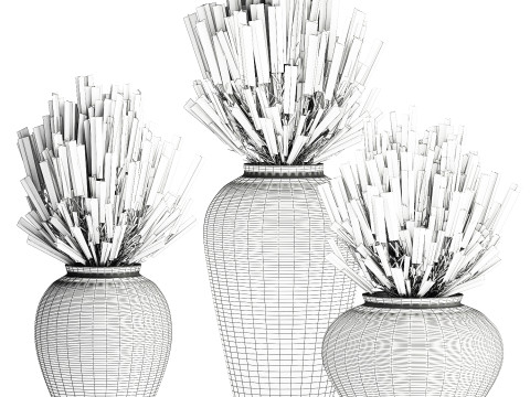 जंगली फूलों के गुलदस्ते कैलुना लैवेंडर संग्रह बर्तन फूलदान सेट 3D मॉडल