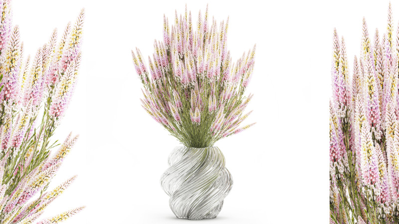 Um lindo buquê exuberante de flores silvestres em um vaso Modelo 3D .c4d .max .obj .3ds .fbx .stl .blend