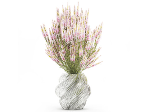 Um lindo buqu&ecirc; exuberante de flores silvestres em um vaso Modelo 3D