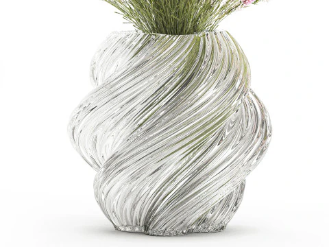 A Beautiful Lush Bouquet Of Wildflowers In A Vase 3D Model